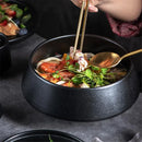 Axya Black Ceramic Tableware Set: Noodle Bowl, Soup Bowl, Salad Bowl, Plate, Steak Plate, Veggie Plate