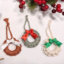 Axyaa Macrame Xmas Ornaments Set | Boho Wall Hanging Christmas Decor