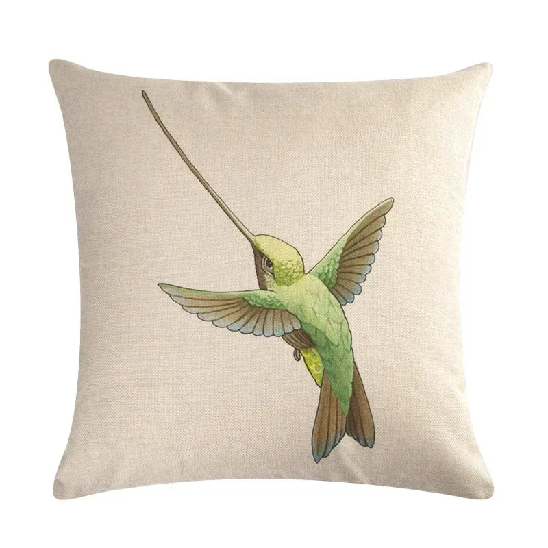 Axyaa Palm Bird Linen Cushion Cover - 45x45cm