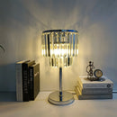 Axya Modern Crystal Table Lamp - Clear Gray Luxe Desk Lighting