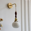 Axyaa Copper Ceramic LED Wall Lamps: Nordic Modern Walnut Handle for Living Room, Bedroom, Bathroom