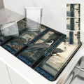 Axyaa Kitchen Drying Mat with Crane Plant Design and Absorbent Quick Dry Technology