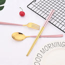 Axyaa Black Gold Stainless Steel Cutlery Set - 10Pcs Luxury Korean Tableware