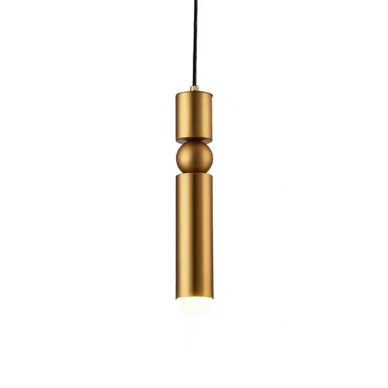 Axyaa Black Gold LED Tube Glass Chandelier - Modern Bedside Pendant Lamp