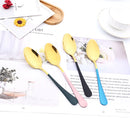 Axyaa 16-Piece Mirror Black Stainless Steel Cutlery Set for Kitchen Tableware