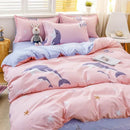 Axyaa Daisy Print Bedding Set: Queen/King Duvet Cover, Flat Sheets - Cozy & Durable