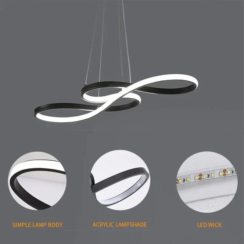 Axyaa Nordic Music LED Pendant Light - Black Kitchen Dining Room Living Room Lamp