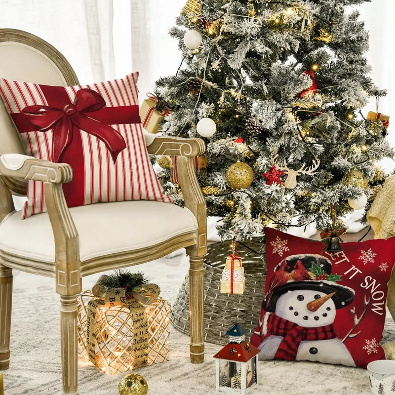 Axyaa Christmas Joy Snow Holiday Pillow Cover for Sofa Couch