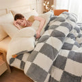 Axyaa Checkerboard Winter Blanket – Super Thick & Warm Soft Fluffy Cashmere Comforter