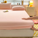 Axyaa Soft Cotton Fitted Bed Sheet Elastic Band Solid Color Mattress Cover, Various Sizes