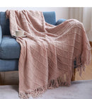 Axyaa Herringbone Faux Cashmere Fringe Throw Blanket - Lightweight & Cozy for Bed/Sofa