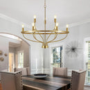 Axyaa Brass 9-Light Chandelier Gold Finish Geometric Ceiling Light for Dining & Living Room