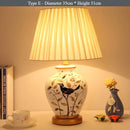 Axyaa Ceramic Flower Bird Table Lamp with Fabric Lampshade - LED Floor Light for Living Room and Bedroom