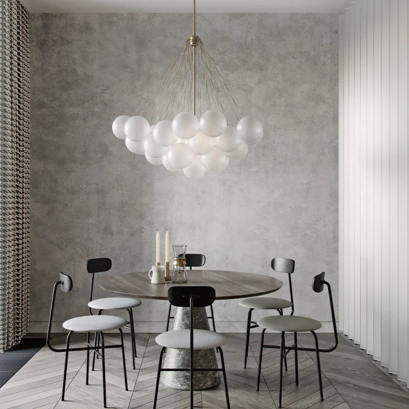 Axyaa White Bubble Ceiling Pendant Chandelier for Living Room