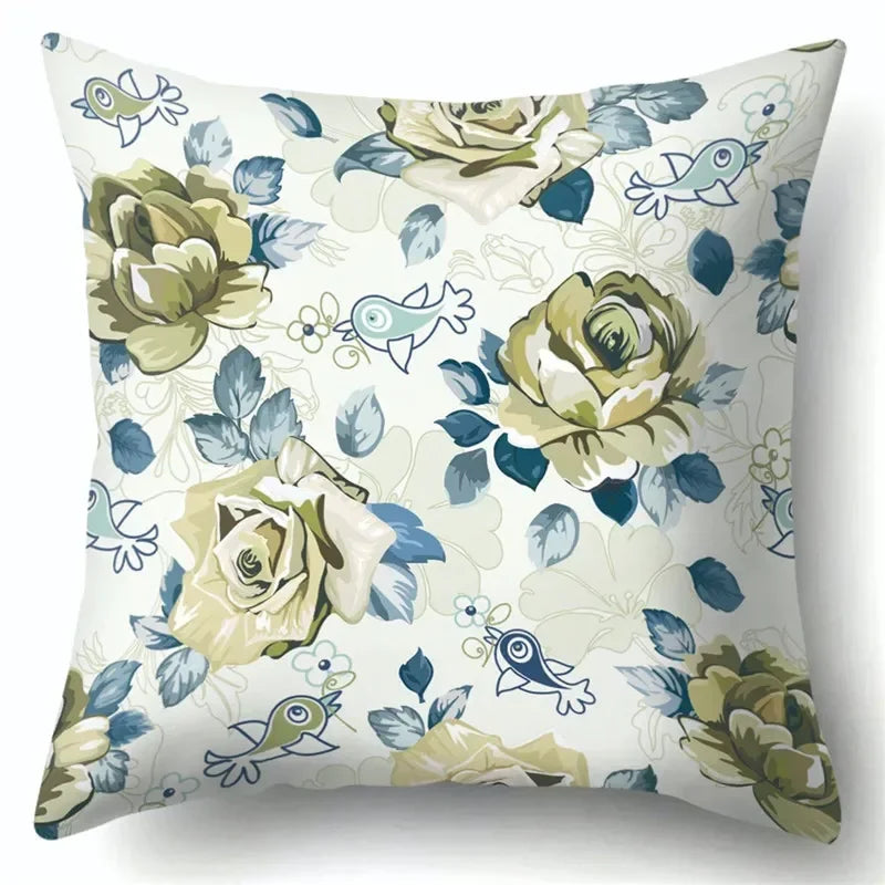Axyaa Tree Flower Plant Landscape Print Pillow Cover 45X45CM