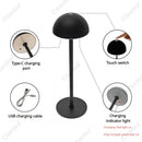 Axyaa LED Mushroom Desk Lamp Rechargeable Touch Switch Table Lamp