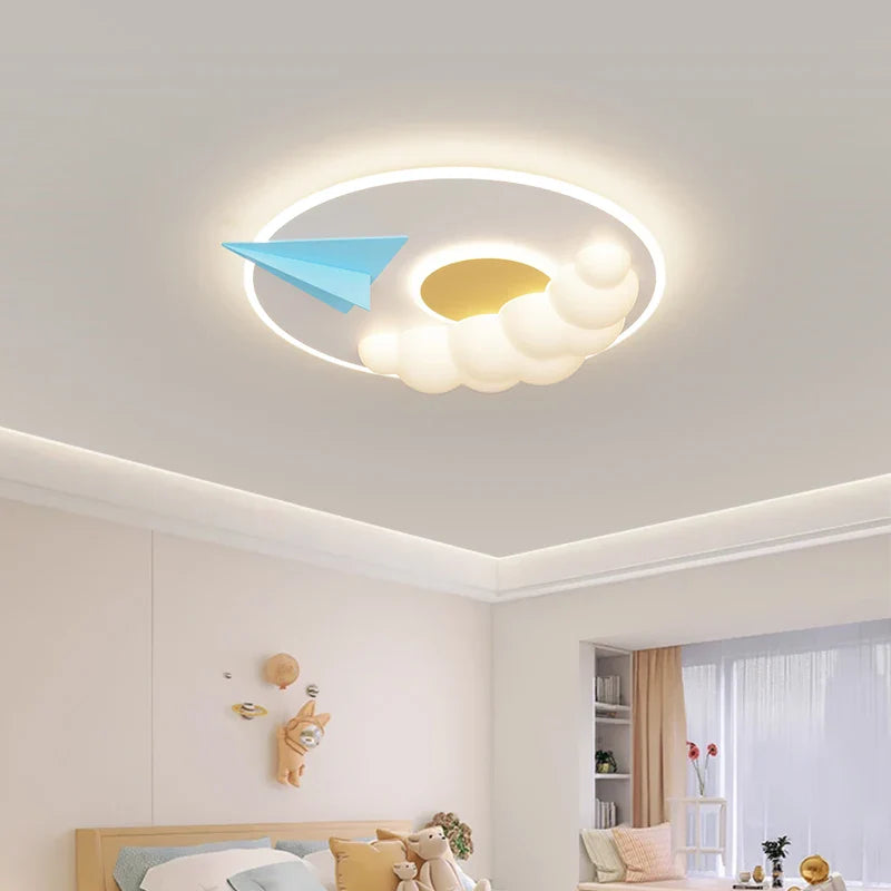 Axyaa Cloud Airplane Chandelier: Modern LED Children's Bedroom Ceiling Lights