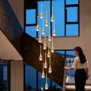 Axyaa Crystal Stair Chandelier Light - LED Ceiling Lamp for Living Room