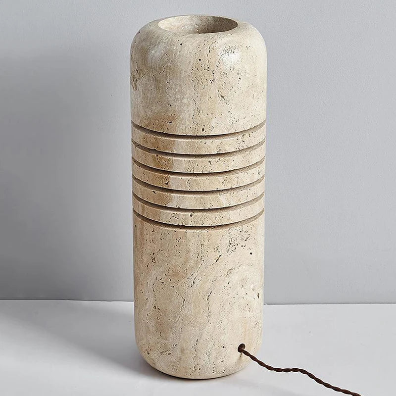 Axyaa Travertine Floor Lamp with LED Lighting for Home Decor