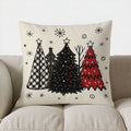 Axyaa Christmas Trees & Snowflakes Decorative Pillow Cover for Sofa, Bedroom, Car