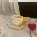 Axyaa 10oz Hand Painted Ceramic Coffee Mug Set with Heart Shape Handle