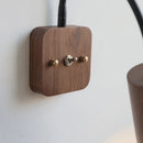 Axyaa Vintage LED Wall Light Round Walnut Wood Black Hose Bedside Lamp