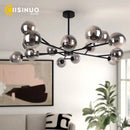 Axyaa Gray Glass Sputnik Chandelier: Height Adjustable, G9 Bulb, Home Ceiling Fixture