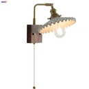 Axyaa Nordic Modern LED Wall Lamp Walnut Wood Ceramic Copper Pull Chain Switch