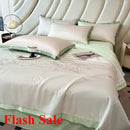 Axyaa Embroidered Silk Summer Quilt 4-Piece Bedding Set