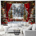 Winter Wonderland Tapestry: Christmas Tree Garland Window Wall Hanging by Axyaa