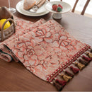 Axyaa Pink Flower Jacquard Table Runner with Tassel for Home Decoration
