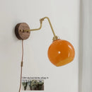 Axyaa Adjustable LED Fabric Wall Lamp with Copper Arm for Bedroom and Living Room