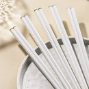 Axyaa White Alloy Premium Chopsticks Set 5 Pairs Anti-slip Anti-bacterial Anti-mould