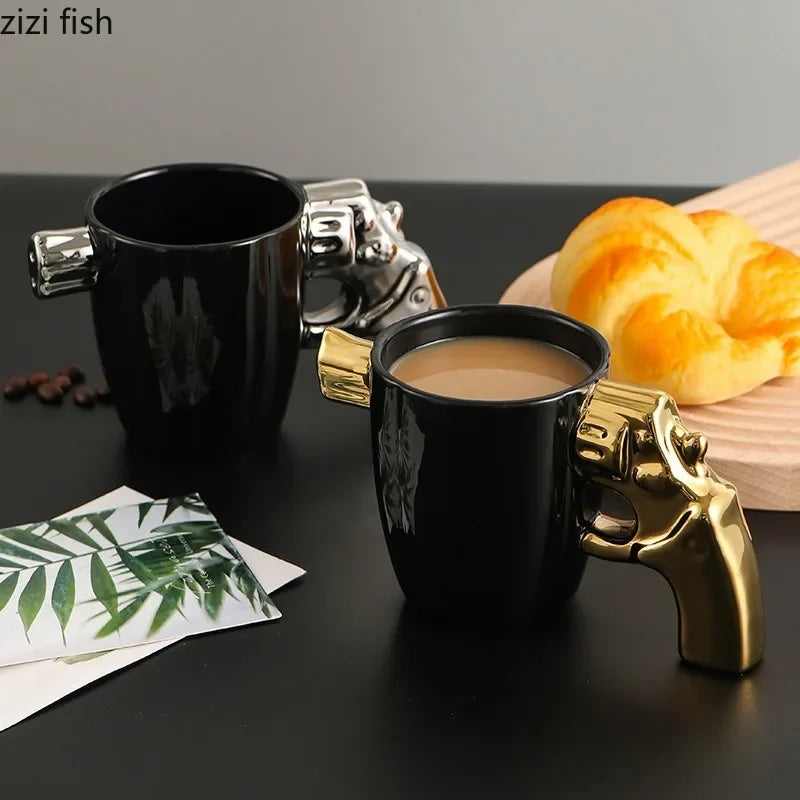 Axya Creative Pistol Ceramic Coffee Cup Set, Couple Water Glasses, Tea Mugs