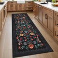 Nordic Floral Print Runner Rug by Axyaa - Stylish & Machine Washable Bedside Mat