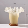 Axyaa Large Glass Vase with Lotus Leaf Edge for Home Decoration