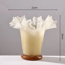 Axyaa Large Glass Vase with Lotus Leaf Edge for Home Decoration