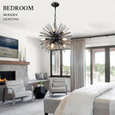 Axyaa Modern Black Sputnik Chandelier, 9-Light Starburst Ceiling Light