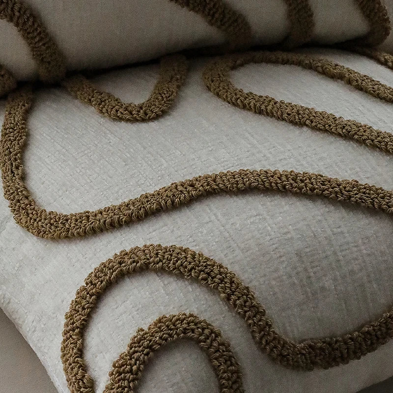 Axyaa 45x45cm Line Tufted Chenille Pillow Cover for Indoor Living Room Sofa