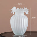 Axyaa Geometric Wavy Stripes Glass Vase Frosted Transparent Hydroponics Wedding Home Decor