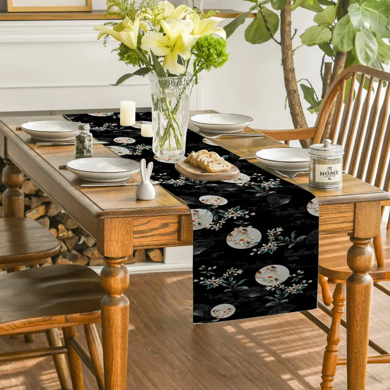 Axyaa Floral Fan Pattern Table Runner – Farmhouse Wedding Party Decoration