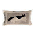 Axyaa Medieval Critter Embroidery Cushion Cover in Coffee Brown - 30x50cm