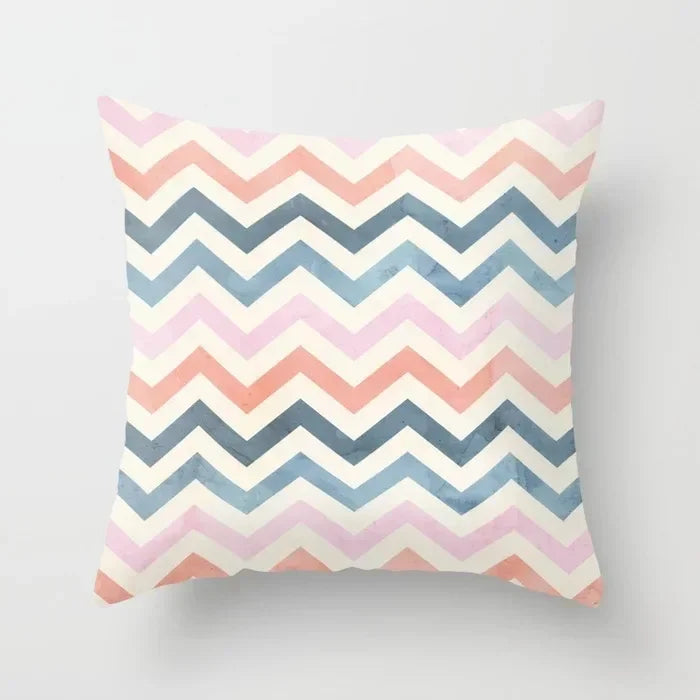 Nordic Pink Yellow Geometry Cushion Cover Abstract Art Pillowcase - Axyaa