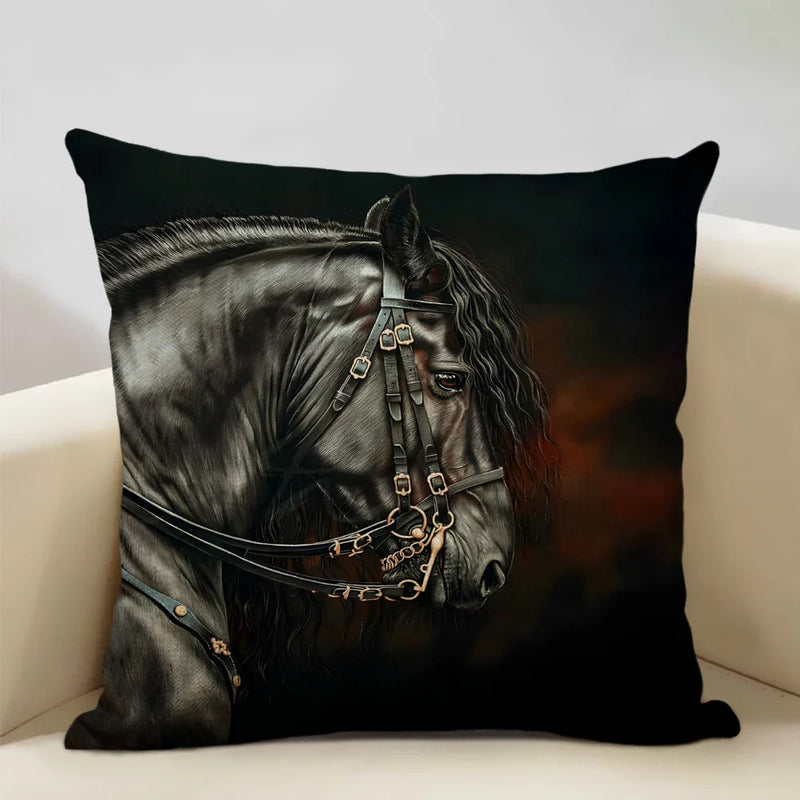 Luxury Axyaa Horse Cushion Cover 45x45cm Linen Pillow Case for Home Decor