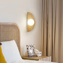 Axyaa Modern LED Stone Wall Light Fixture White Glass Globe Yellow Travertine