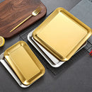 Axyaa Korean BBQ Sandwich Tray: Golden Rectangular Plate for Desserts, Snacks, and Baking.