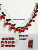 Crochet Cherry Garland for Wall Decor, Axyaa Fruit Banner for Boho Nursery/Wedding Party
