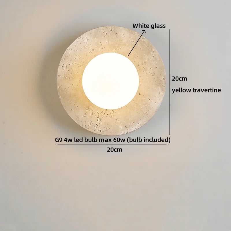 Axyaa Modern Nordic LED Wall Lamps Indoor Reading Yellow Travertine Wall Art Lighting
