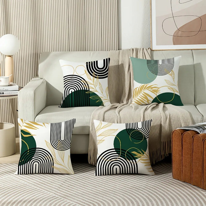 Axyaa Geometric Leaf Pattern Pillowcase for Living Room Sofa and Bedroom Décor
