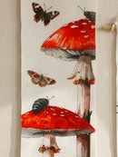 Boho Red Mushroom Cotton Wall Hanging Tapestry with Fringe by Axyaa